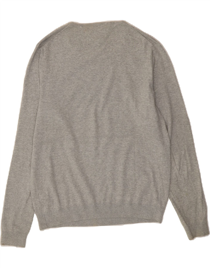 TOMMY HILFIGER Mens Boat Neck Jumper Sweater Large Grey Cotton Vintage Tommy Hilfiger and Second-Hand Tommy Hilfiger from Messina Hembry 
