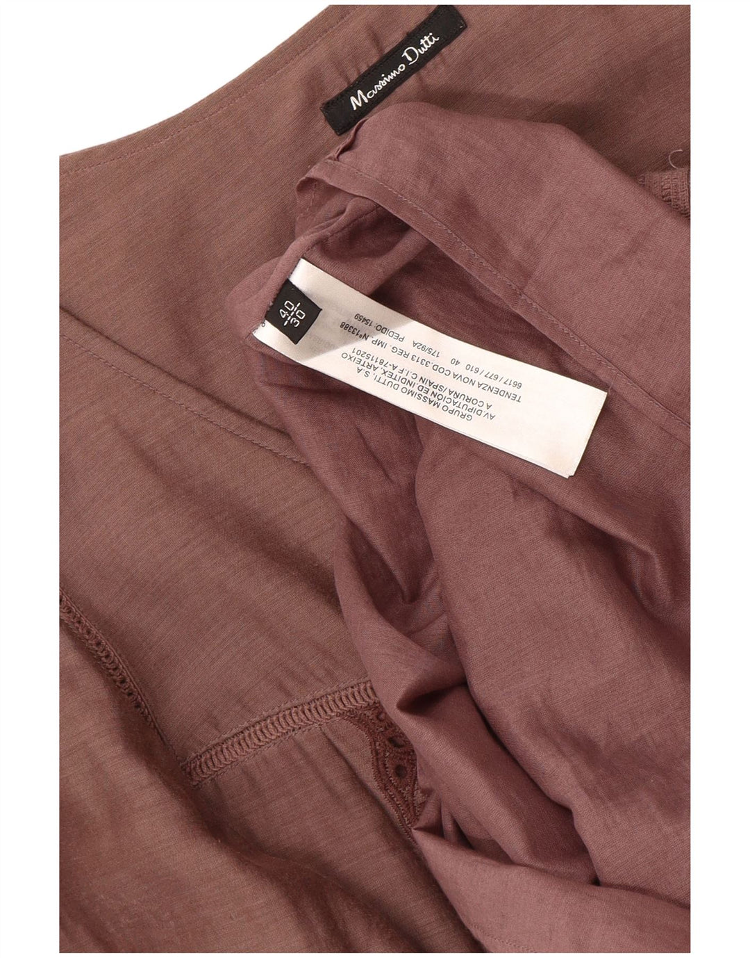 MASSIMO DUTTI Womens 3/4 Sleeve Tunic Dress EU 40 Medium Brown Cotton