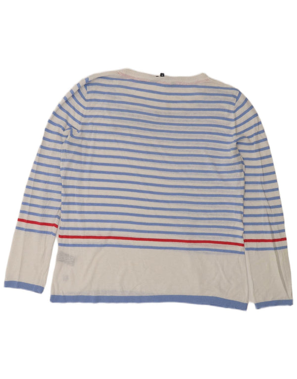 Crew Clothing Damen-Pullover mit U-Boot-Ausschnitt, Gr. 40, Größe L, blau gestreift
