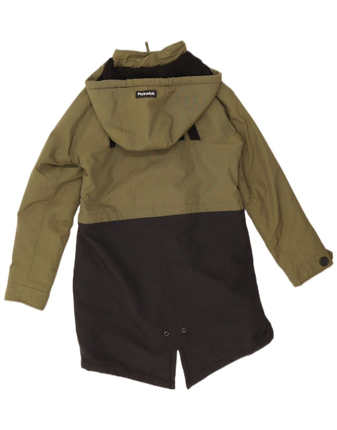Pickwick Damen-Parka mit Kapuze, übergroß, Gr. 10, klein, Grün, Farbblock