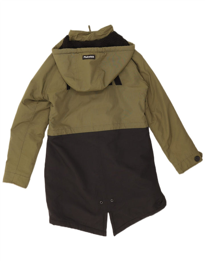 Pickwick Damen-Parka mit Kapuze, übergroß, Gr. 10, klein, Grün, Farbblock