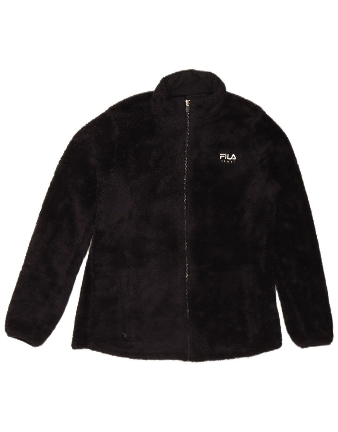 FILA Womens Fleece Jacket UK 14 Large Black Polyester