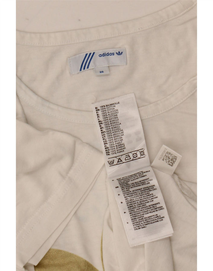 Adidas Damen Grafik T-Shirt Top EU 36 Small Weiße Baumwolle