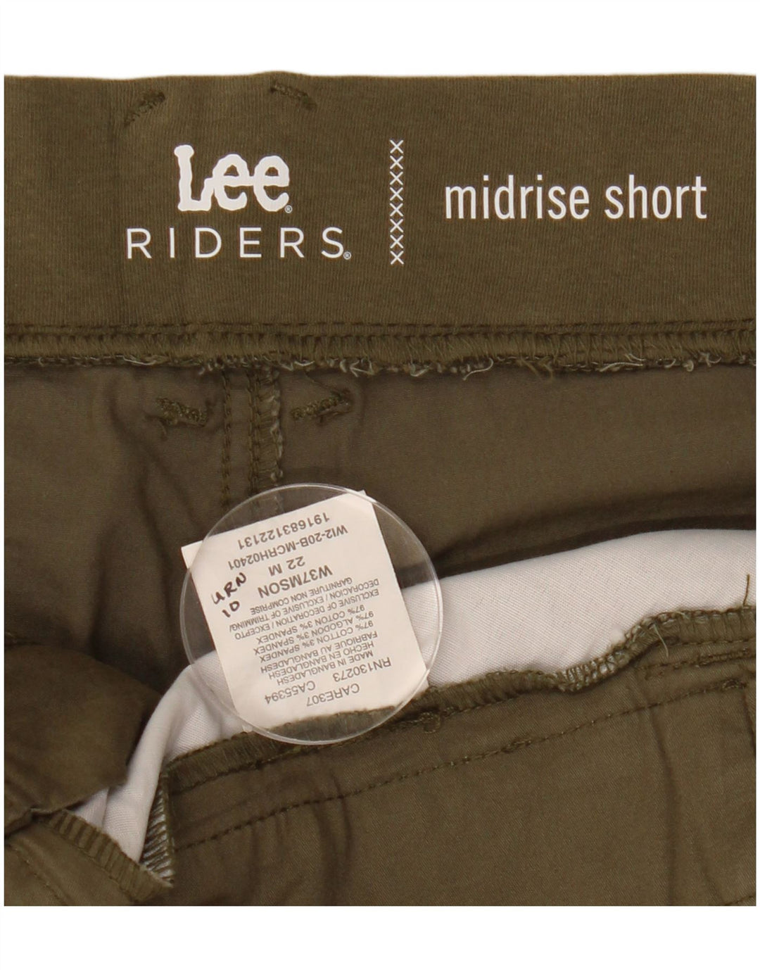 LEE Damen Riders Mid Rise Chino Shorts US 22 3XL W44 Khaki Baumwolle