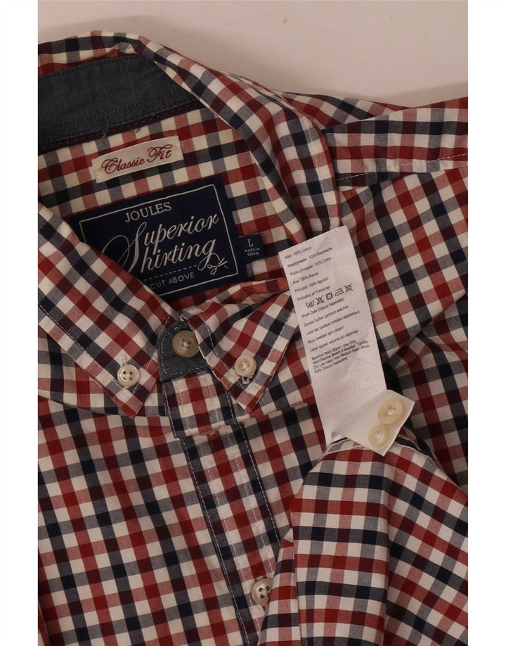Joules Herren-Hemd mit klassischer Passform, großes rotes Gingham-Baumwolle