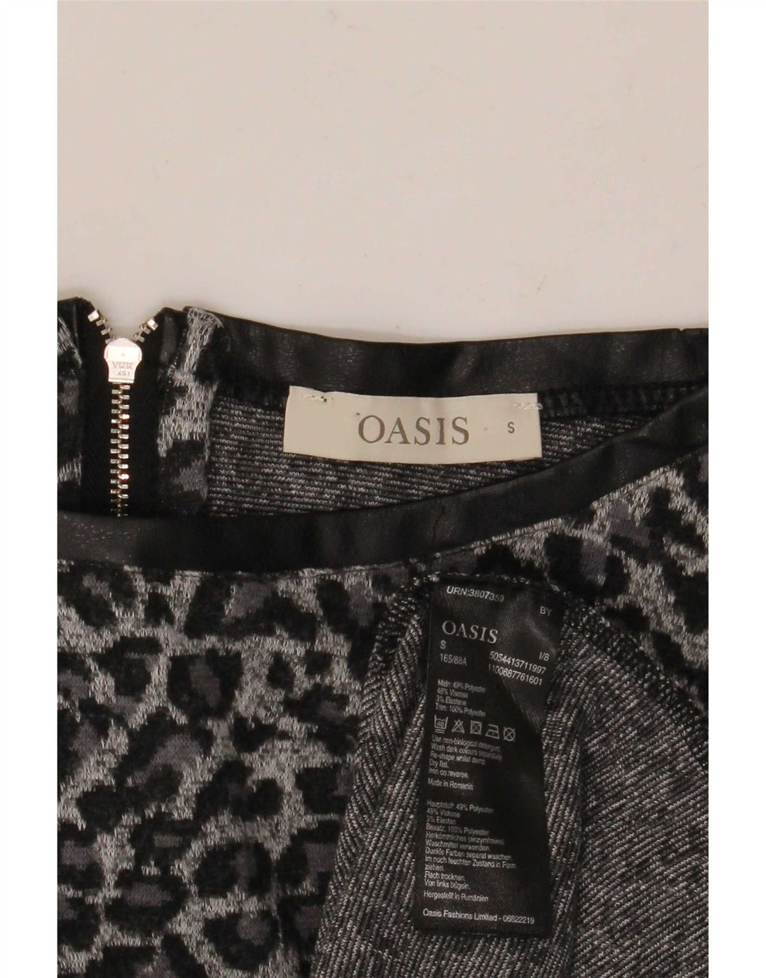 Oasis Tunika-Oberteil mit 3/4-Ärmeln für Damen, UK 10, Größe S, grau, Polyester mit Tiermuster