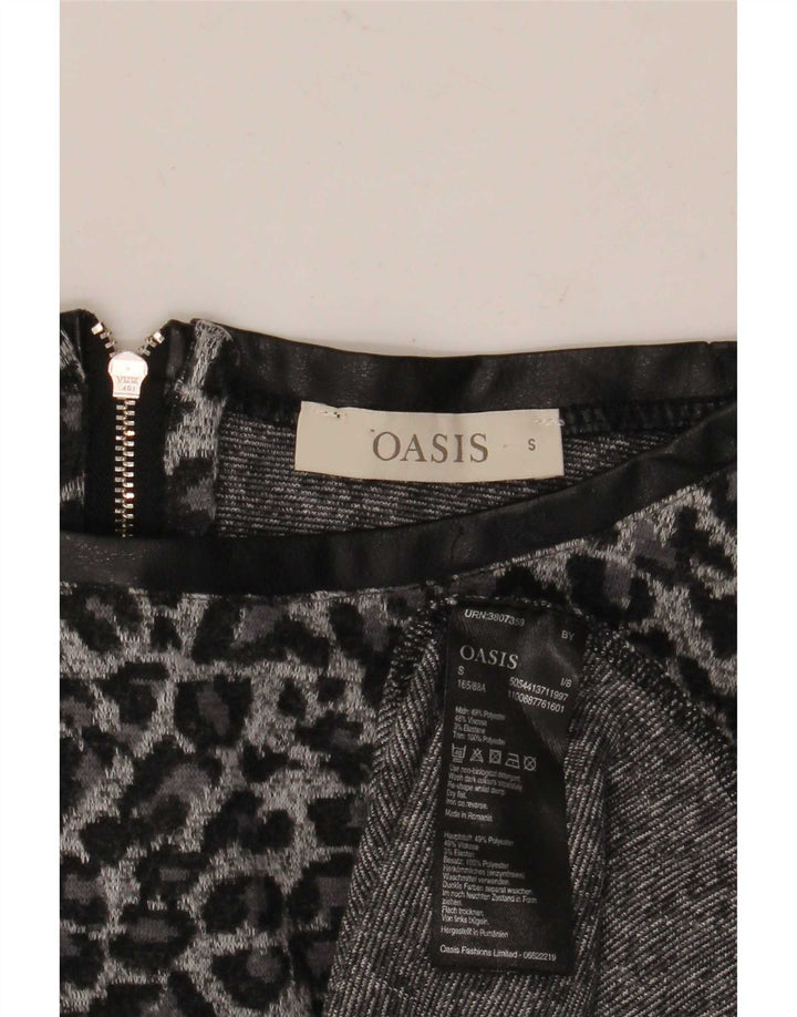 Oasis Tunika-Oberteil mit 3/4-Ärmeln für Damen, UK 10, Größe S, grau, Polyester mit Tiermuster