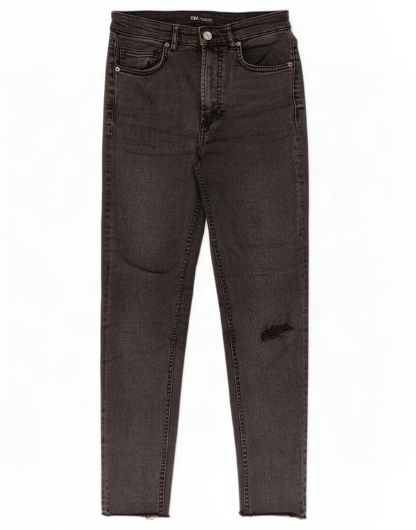 Zara Damen Distressed Crop Skinny Jeans EU 38 Small W28 L25 Grau