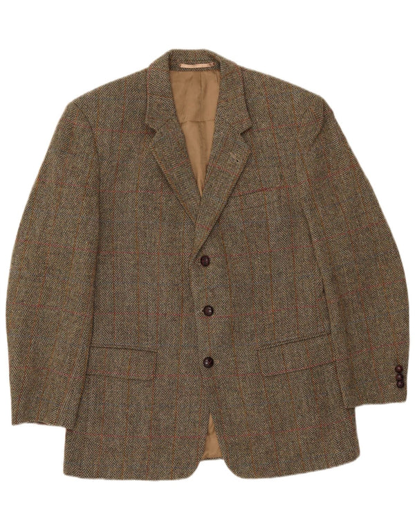 Vintage Herren 3-Knopf-Blazerjacke UK 38 Mittelbraunes Fischgrätenmuster