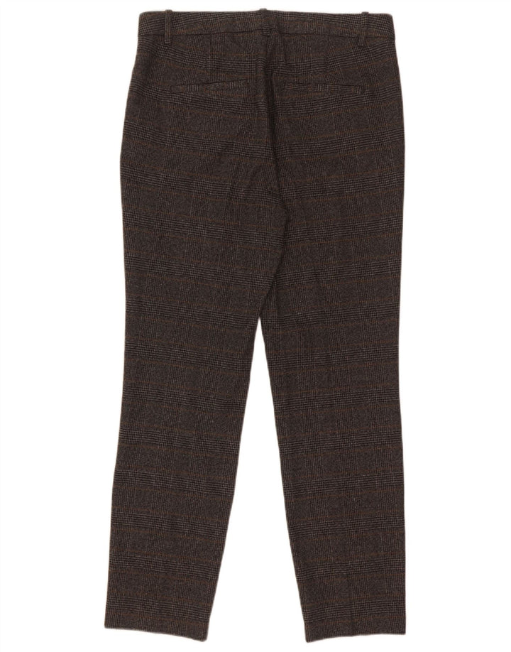 Zara Slim Chino-Hose für Damen, mittelgroß, W28, L27, graues Hahnentritt-Polyester
