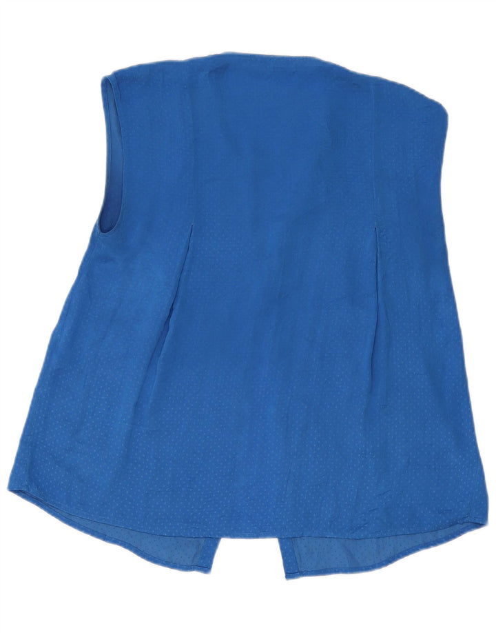 ZARA Damen ärmellose Hemdbluse UK 10 Small Blue Spotted