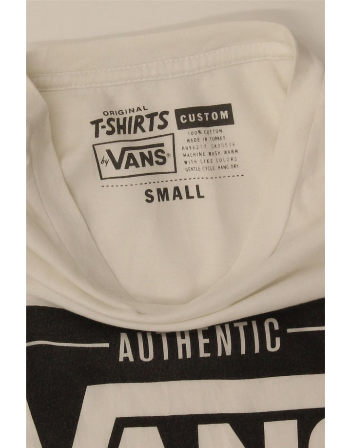 Vans Herren Custom Fit Graphic T-Shirt Top Small aus weißer Baumwolle