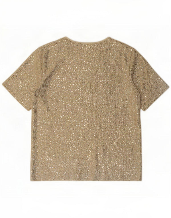 Gerard Damen Bluse Top UK 14 Large Gold Nylon