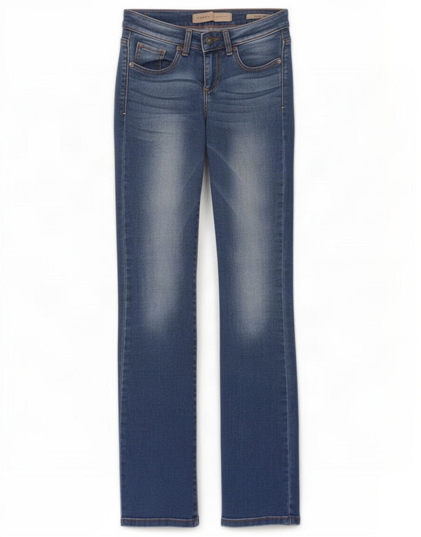 Guess Damen Bootcut-Jeans mit mittelhohem Bund, W25, L33, blaue Baumwolle
