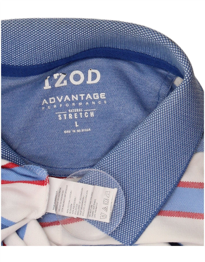 Izod Herren-Stretch-Poloshirt, groß, weiß gestreift, Baumwolle