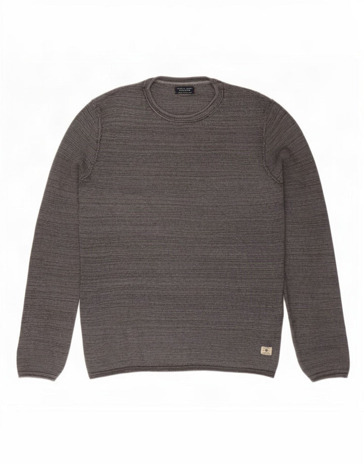 Jack & Jones Herren-Pullover mit Rundhalsausschnitt, Größe S, graue Baumwolle
