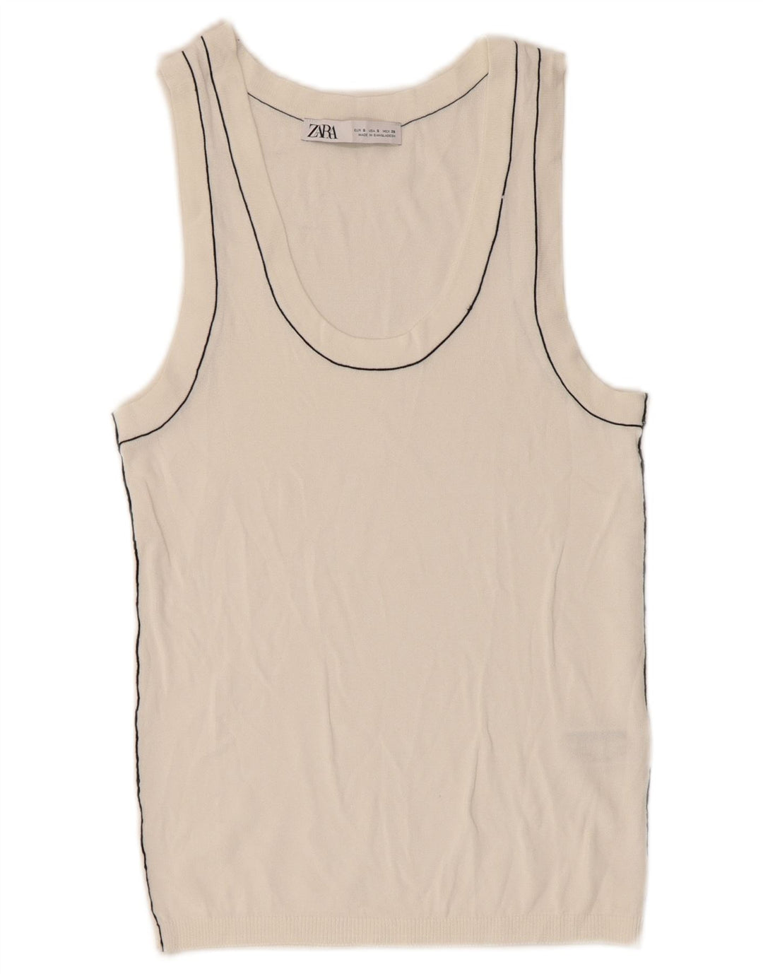 Zara Damen Weste Top UK 8 Small Off White Viscose