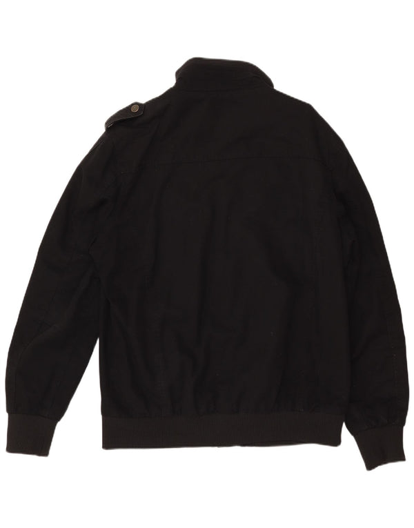 WENVEN Herren-Utility-Jacke UK 40 Large aus schwarzer Baumwolle