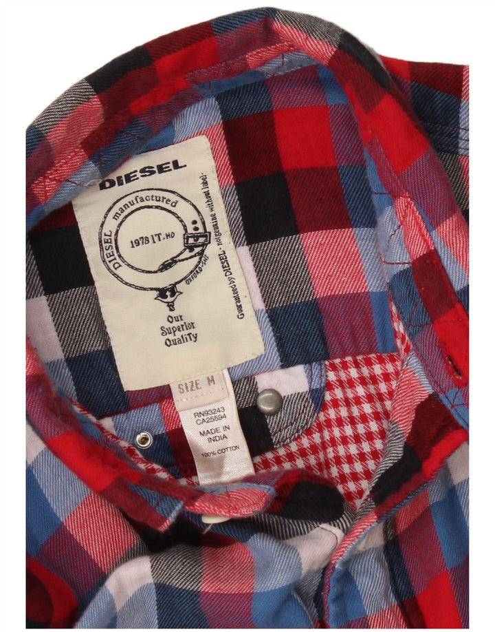 Diesel Herren-Flanellhemd, mittelrot, kariert, Baumwolle
