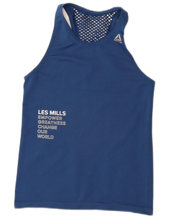 REEBOK Damen Les Mills Grafik-Trägershirt UK 8 Small Marineblau