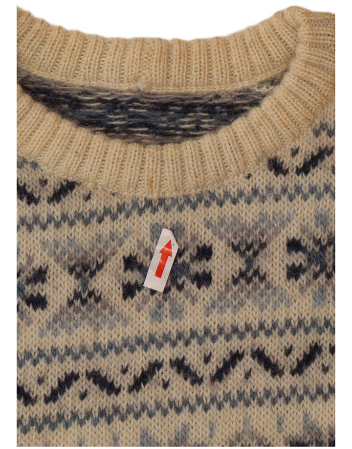 Silvy Herren Pullover mit Rundhalsausschnitt IT 48 Mittelbeige Fair Isle