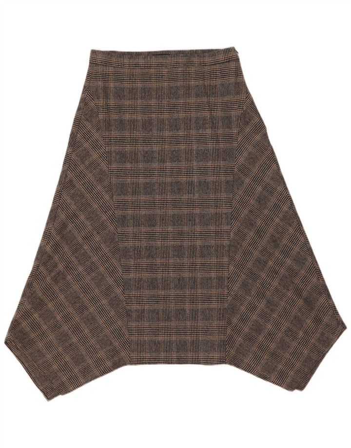 Massimo Dutti Damen Asymmetrischer Rock EU 40 Medium W30 Grau karierte Wolle