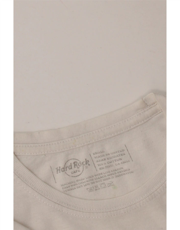 HARD ROCK CAFE Damen Paris Graphic T-Shirt Top UK 10 Small Weiße Baumwolle