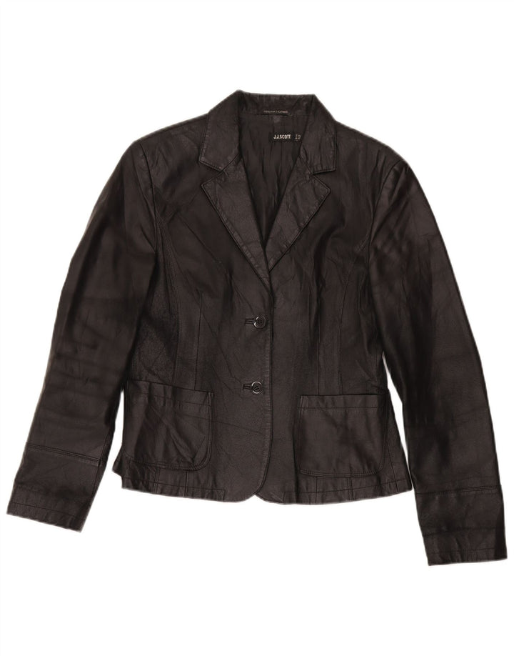 J.J.Scott Damen 2-Knopf-Lederblazer IT 46 Large Schwarz