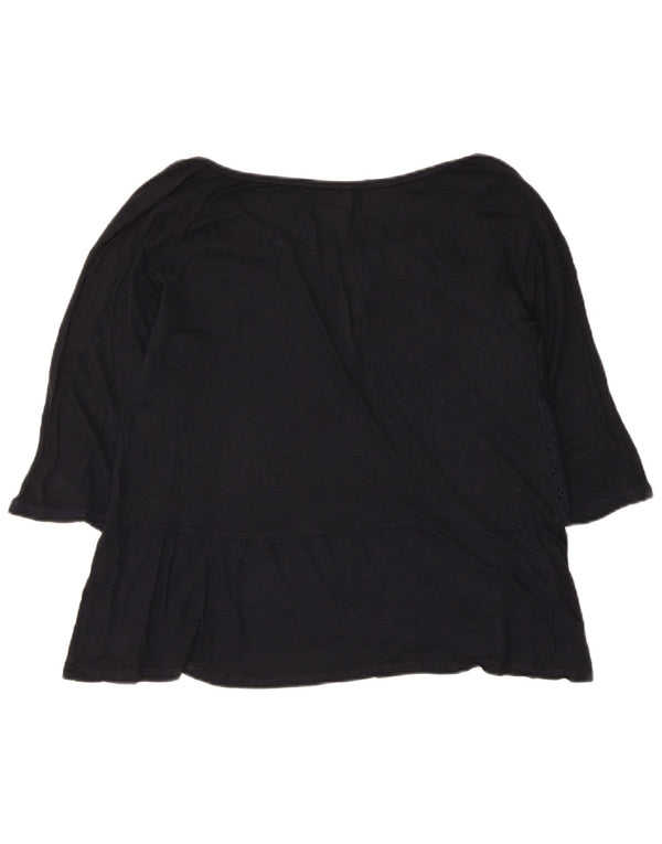 Hollister Damen Crop 3/4-Ärmel-Blusenoberteil UK 14 Large Marineblau