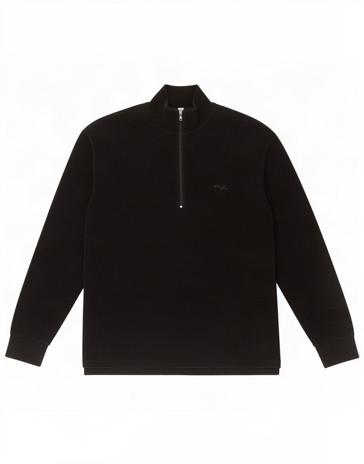 Fila Herren-Fleecepullover mit Reißverschluss am Hals, Größe S, Schwarz