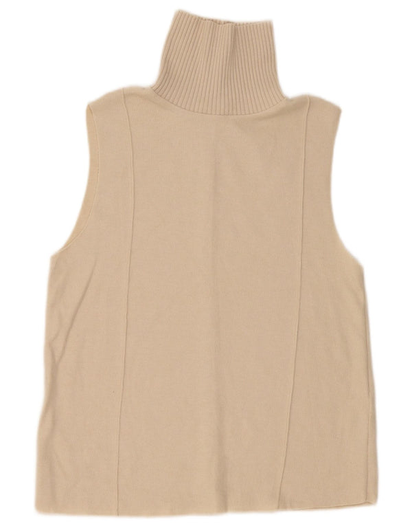 Zara Damen Weste Tank Top UK 14 Medium Beige Polyester