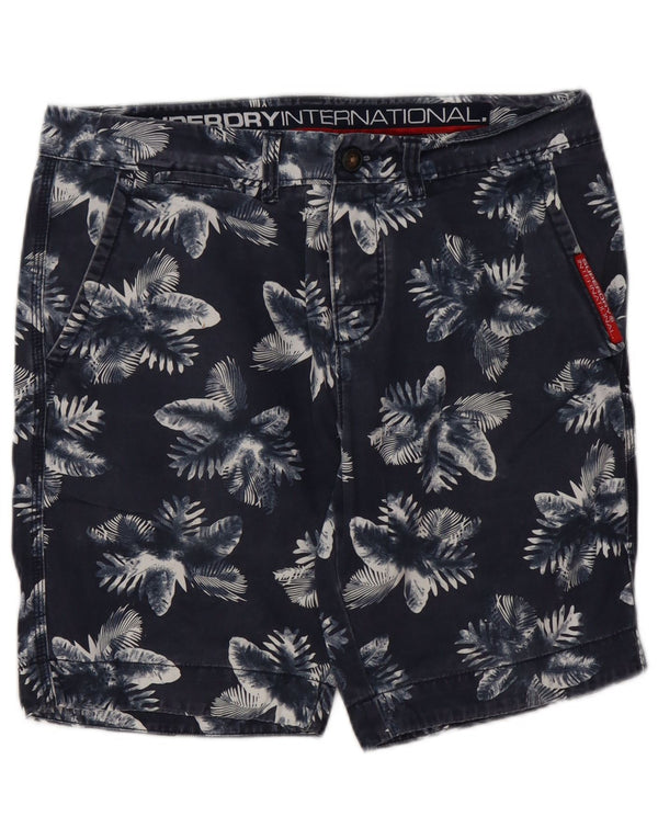 Superdry Mens Chino Shorts Medium W32 Navy Blue Floral Cotton
