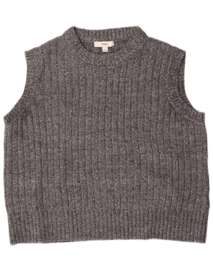 MARKS & SPENCER Damen Crop Vest Tank Top UK 16 Large Grau Polyester