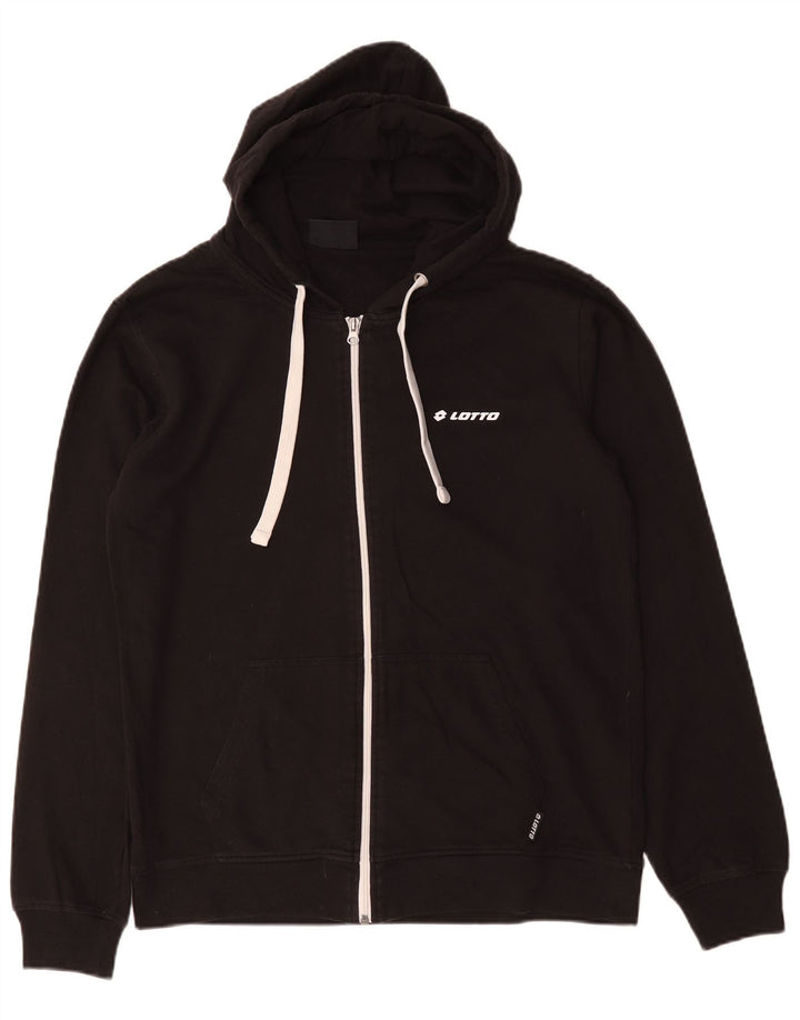 Lotto Herren-Kapuzenpullover mit Reißverschluss, mittlere schwarze Baumwolle