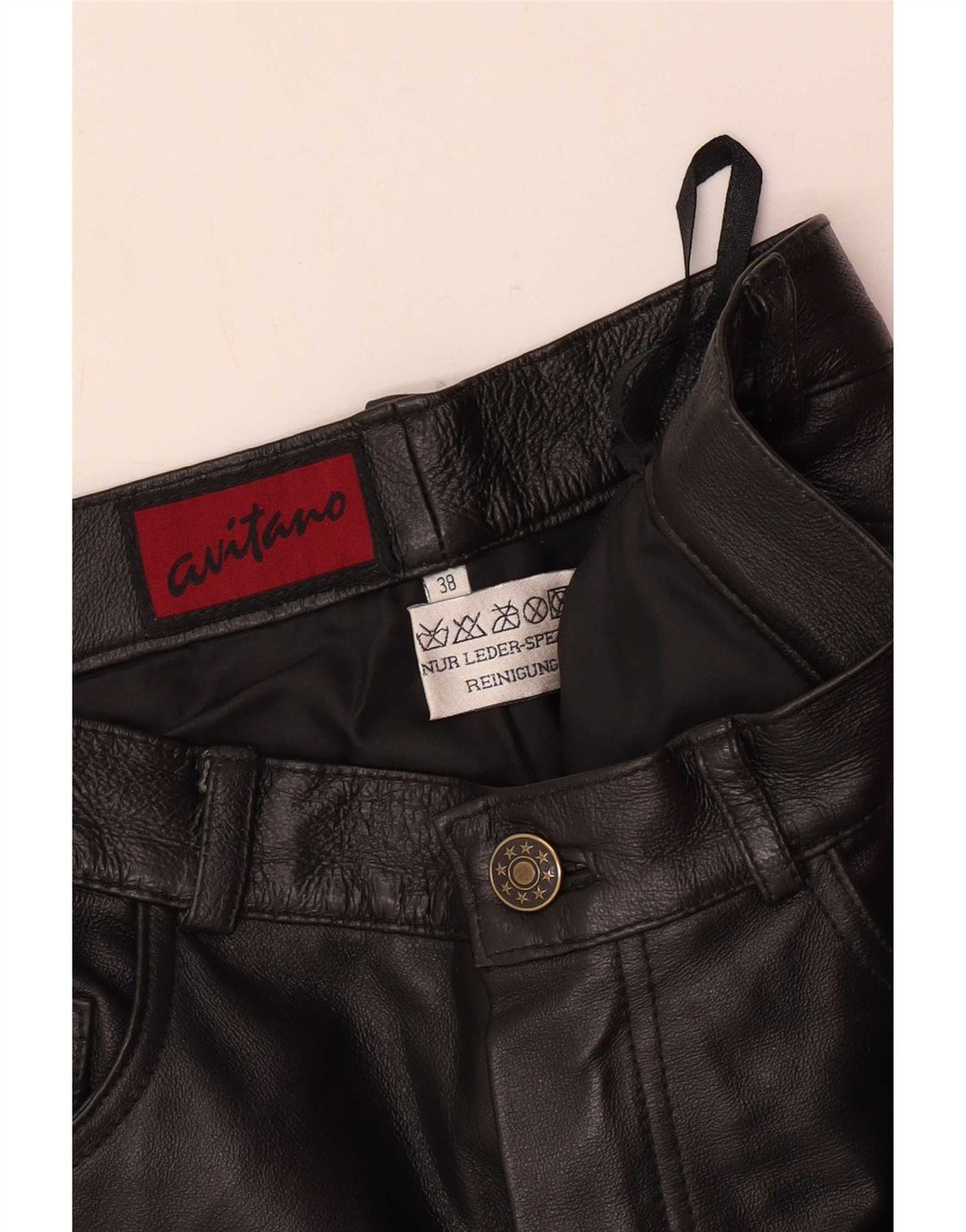 Avitano Damen Slim Lederhose EU 38 Medium W26 L33 Schwarz