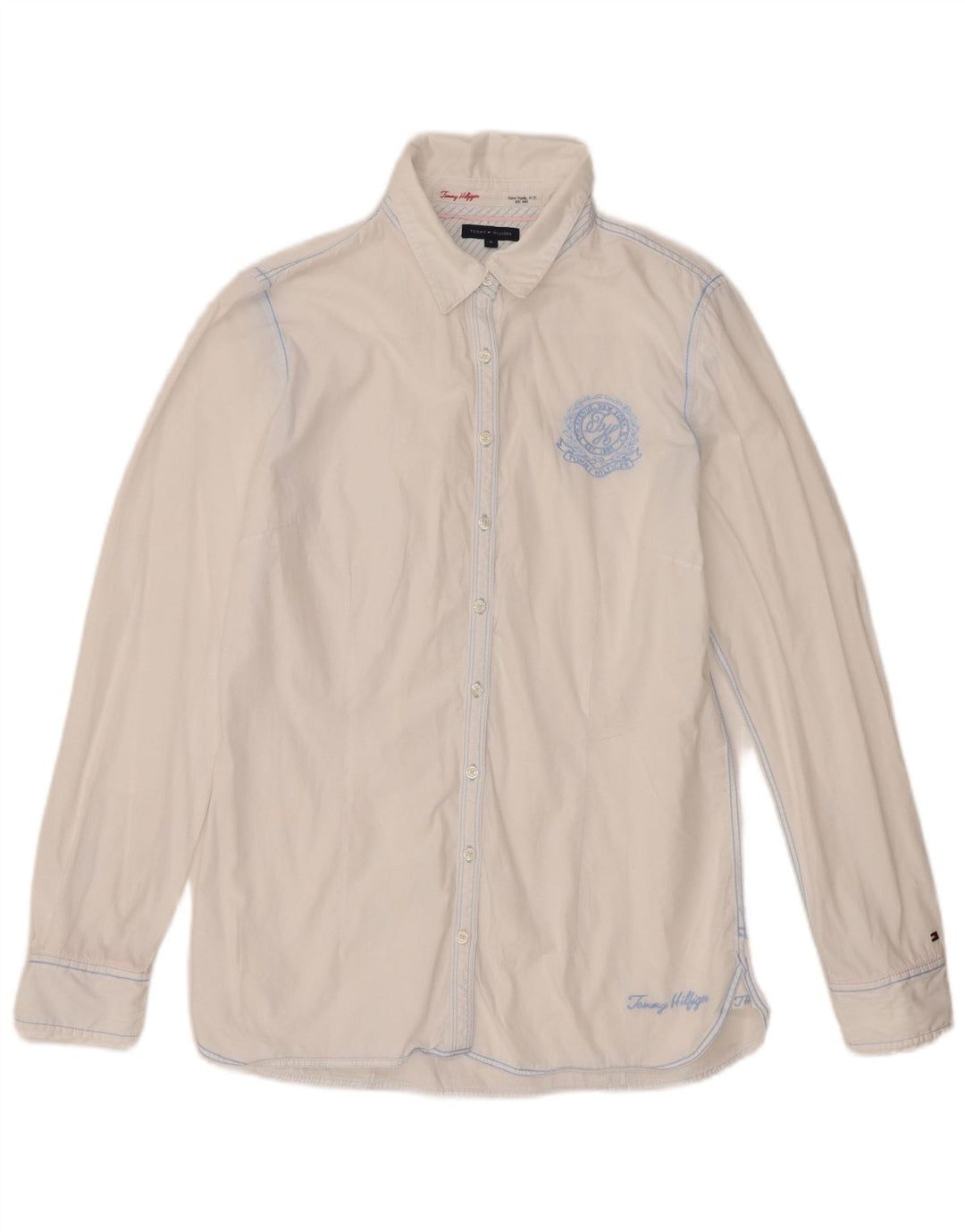 Tommy Hilfiger Damenhemd US 12 Large Weiße Baumwolle