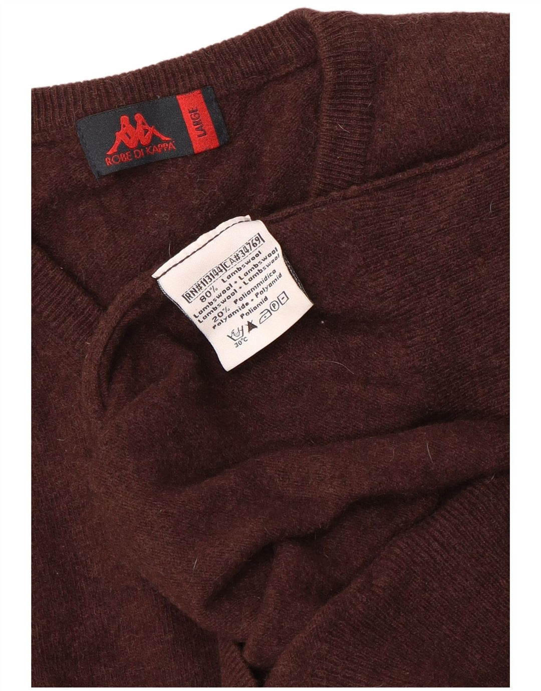 Kappa Damen-Pullover mit V-Ausschnitt, UK 16, große braune Wolle