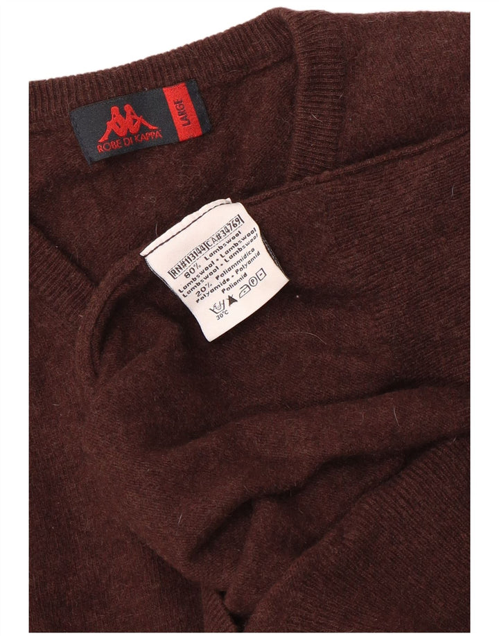 Kappa Damen-Pullover mit V-Ausschnitt, UK 16, große braune Wolle