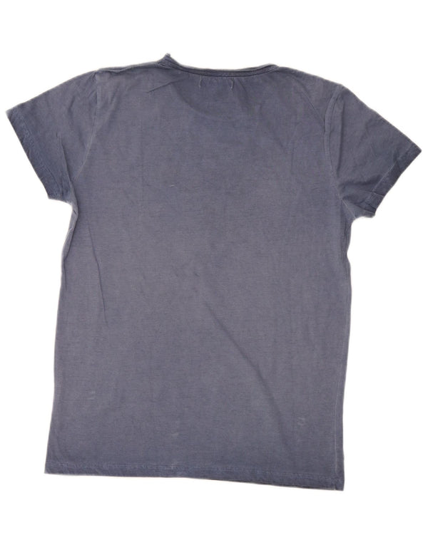 Gaudi Damen Grafik-T-Shirt Top UK 10 Small Blau Baumwolle