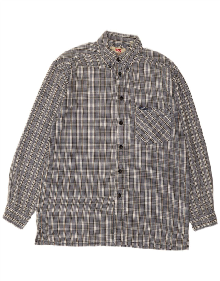 Levi's Herrenhemd aus mittelblauer, karierter Baumwolle