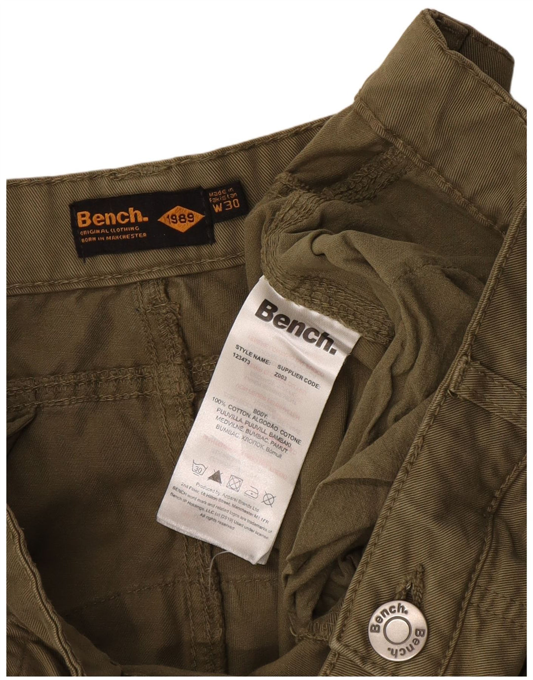 Bench Herren Cargoshorts W30 mittelgrüne Baumwolle