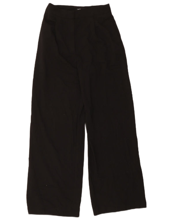 Zara Damen-Freizeithose mit hoher Taille, klein, W26, L30, schwarzes Polyester