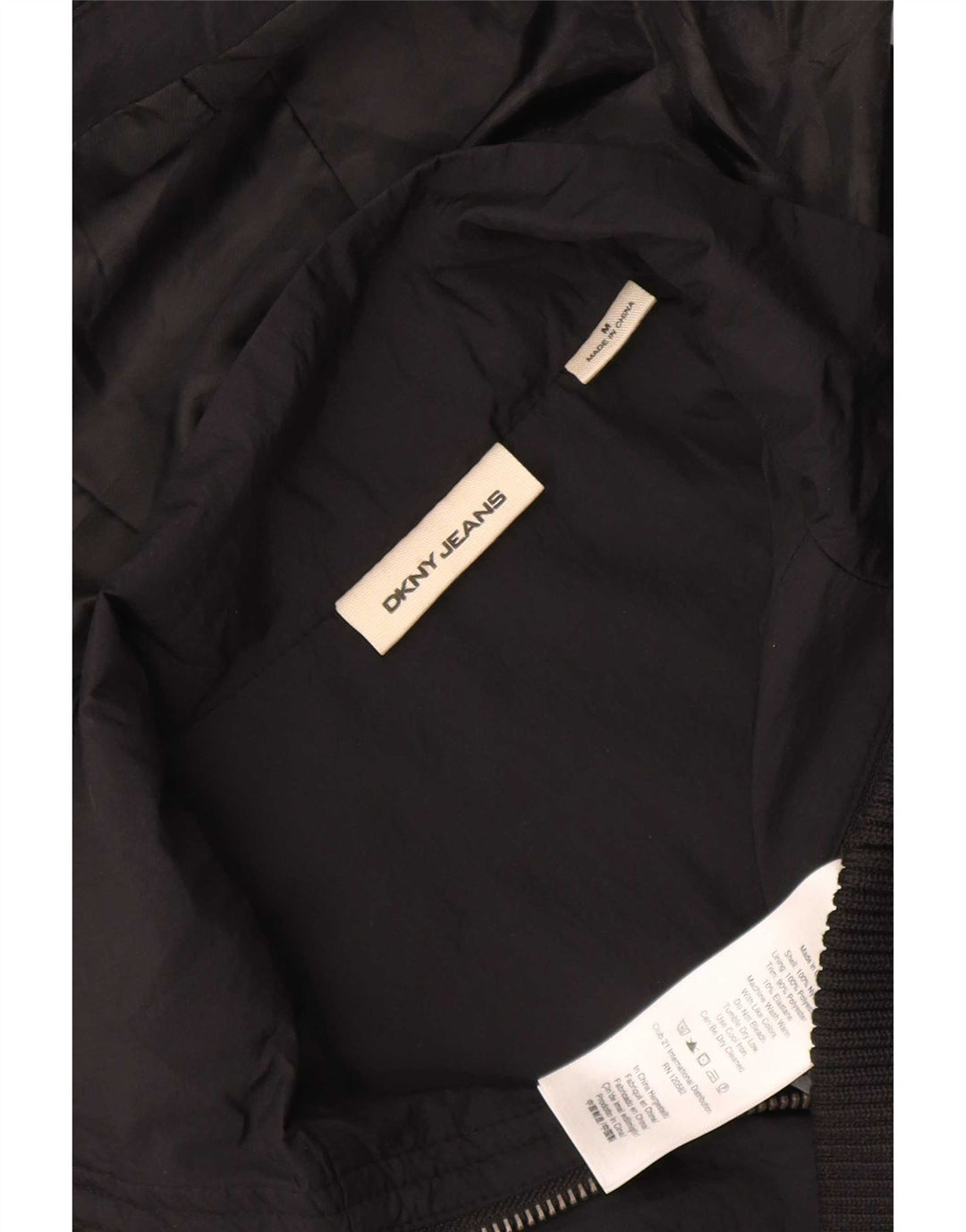 Dkny Damen-Bomberjacke mit Kapuze, UK 14, mittelschwarzes Nylon