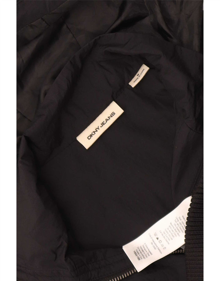 Dkny Damen-Bomberjacke mit Kapuze, UK 14, mittelschwarzes Nylon