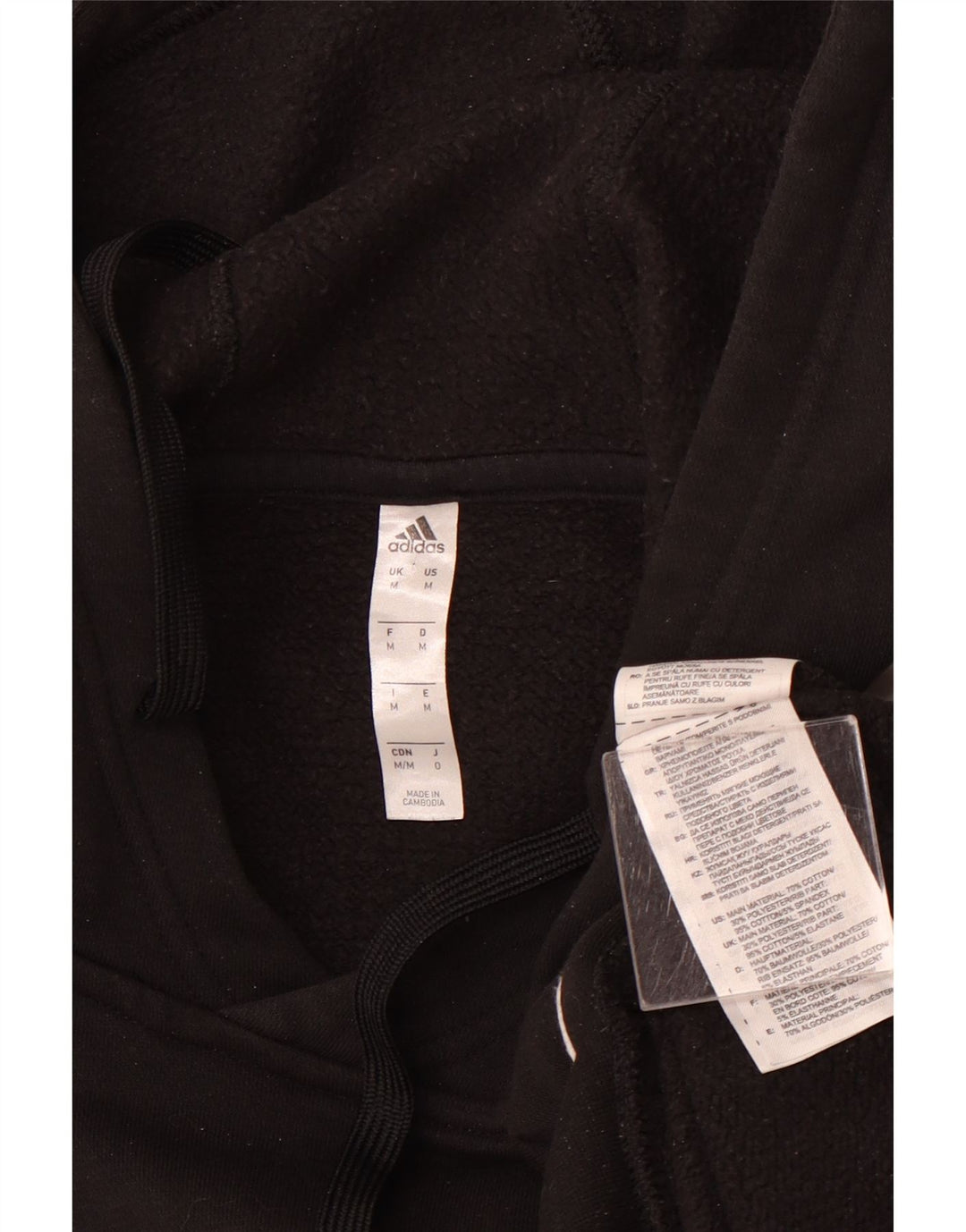 ADIDAS Mens Hoodie Jumper Medium Black Cotton