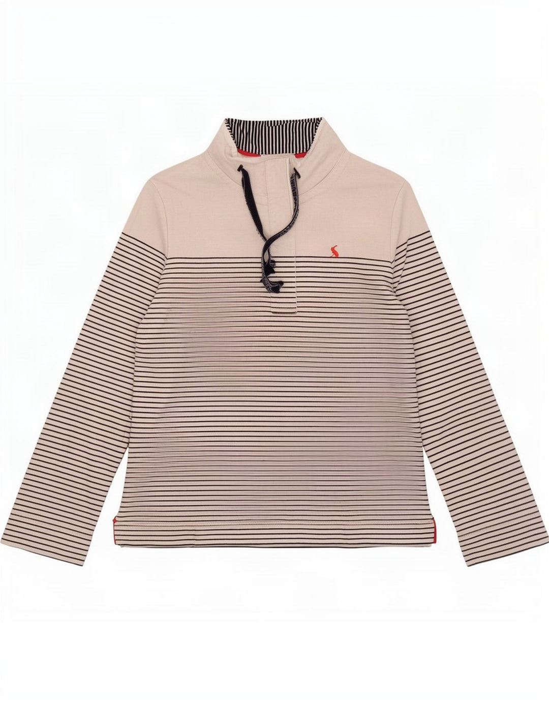 Joules Damen-Sweatshirt mit Knopfkragen, Gr. 8, Größe S, weiß, gestreift, Baumwolle