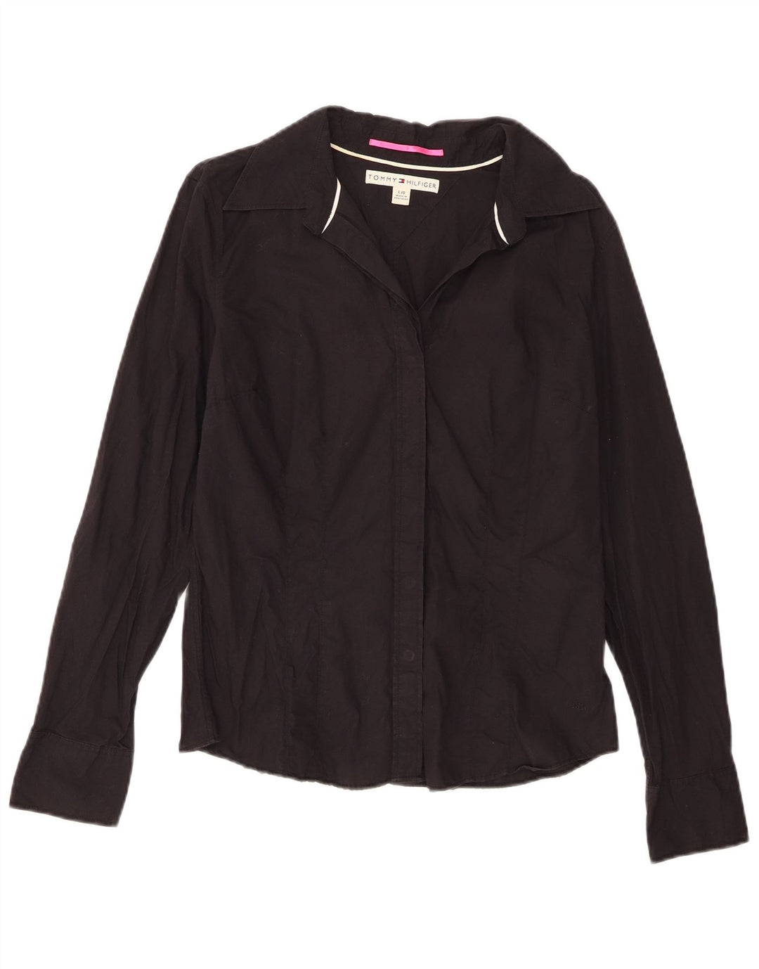 Tommy Hilfiger Damenhemd UK 14 Large Schwarz Baumwolle