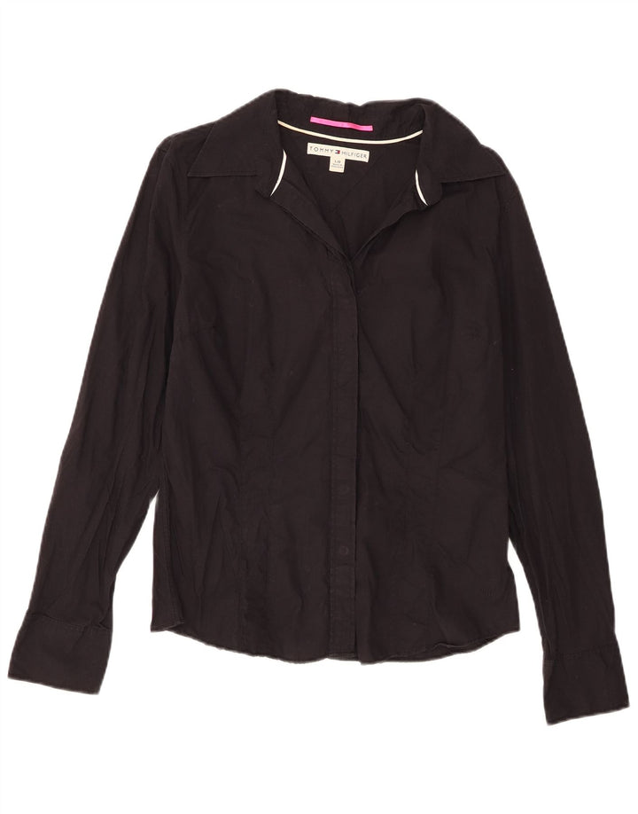 Tommy Hilfiger Damenhemd UK 14 Large Schwarz Baumwolle
