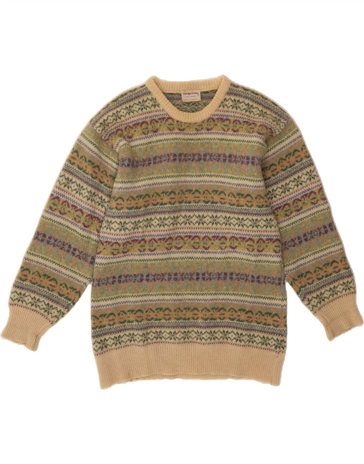 MICHAEL ROSS Herren-Pullover mit Rundhalsausschnitt, Größe S, Grün, Fair Isle