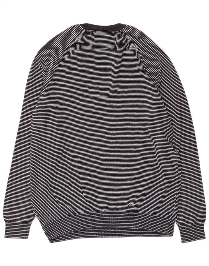 Superdry Herren-Pullover mit Rundhalsausschnitt, groß, marineblau, gestreift, Baumwolle